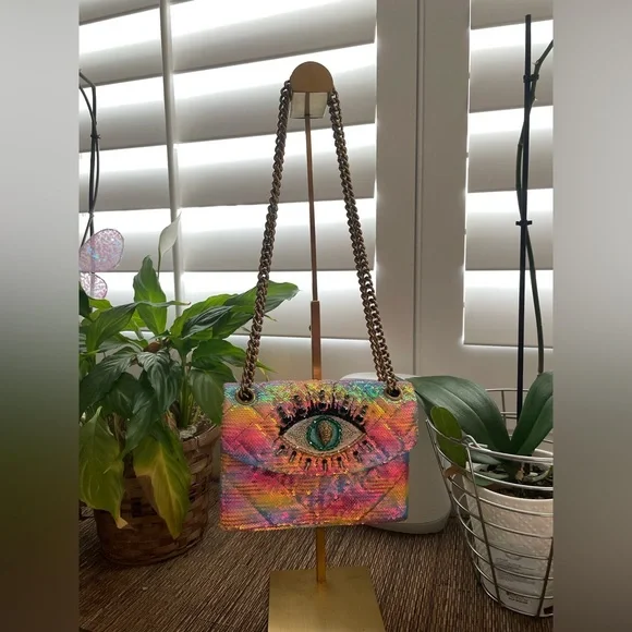 Kurt Geiger The Kensington Multicolor Sequin Evil-Eye 🧿 Embellished Shoulder Bag - Picture 3 of 11